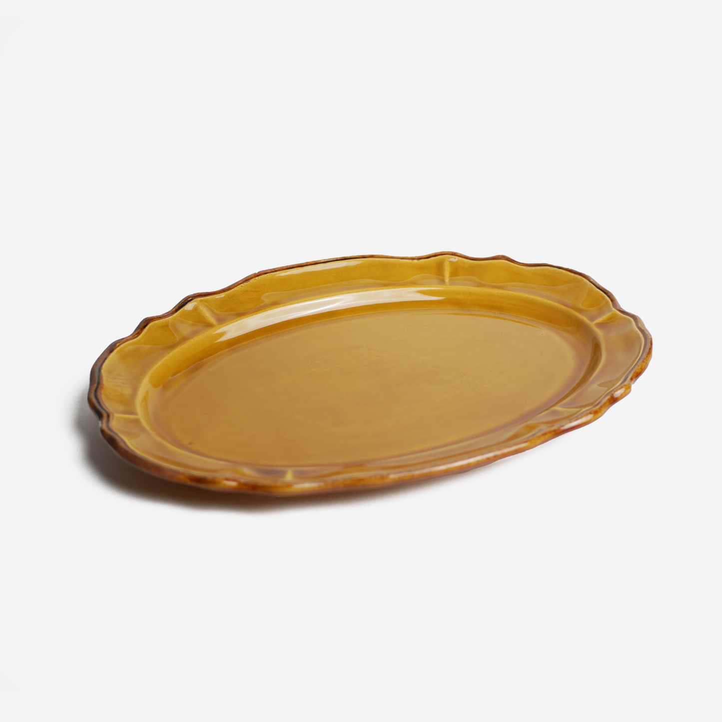 Serving plate - oval - brown
