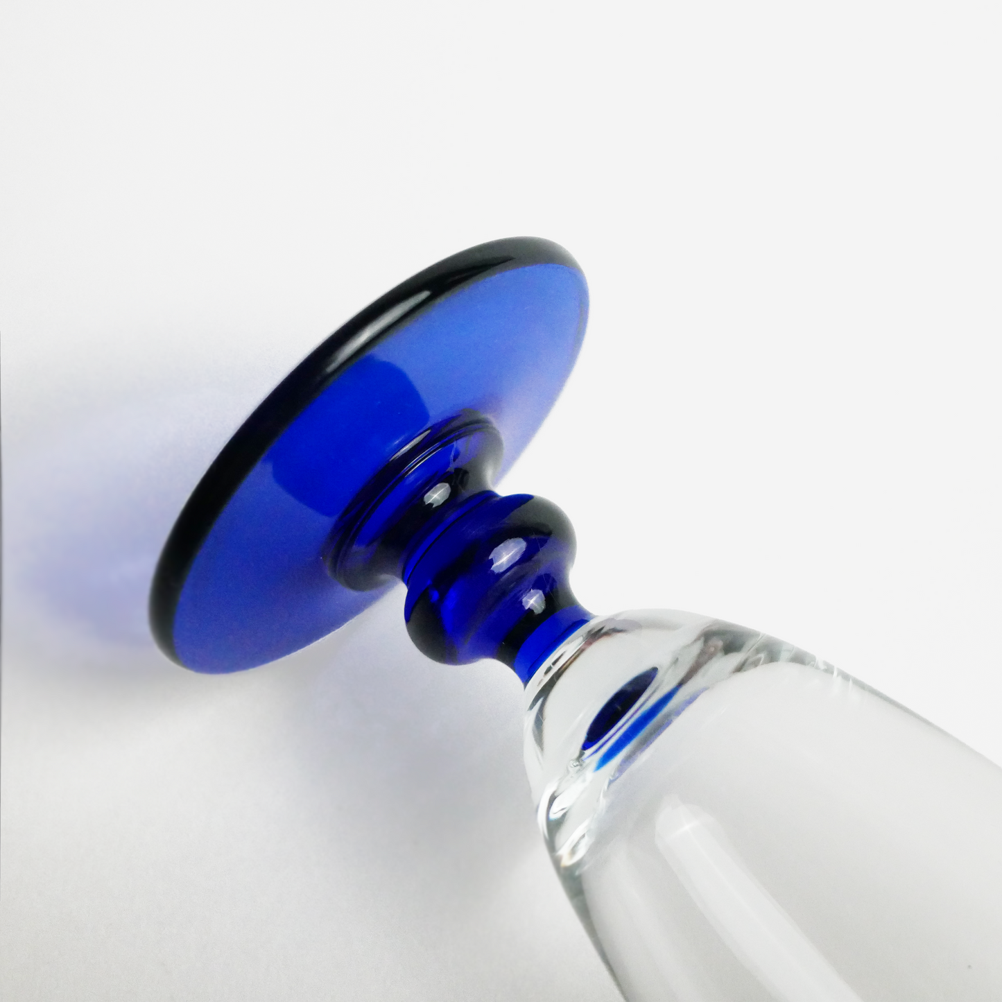 Blue stem champagne glasses