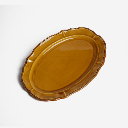 Serving plate - oval - brown