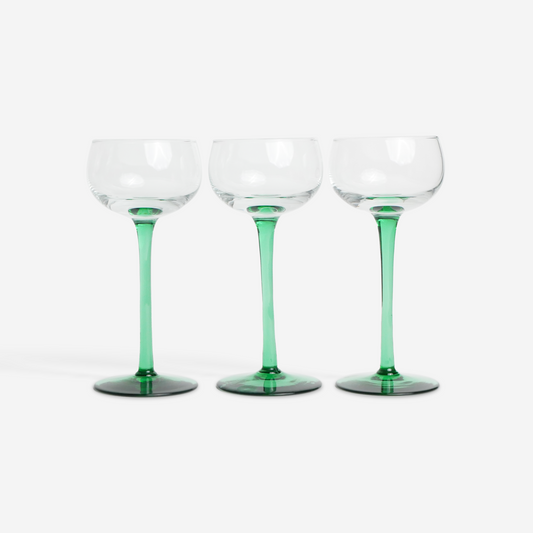 Alsace wine glasses green set of 3