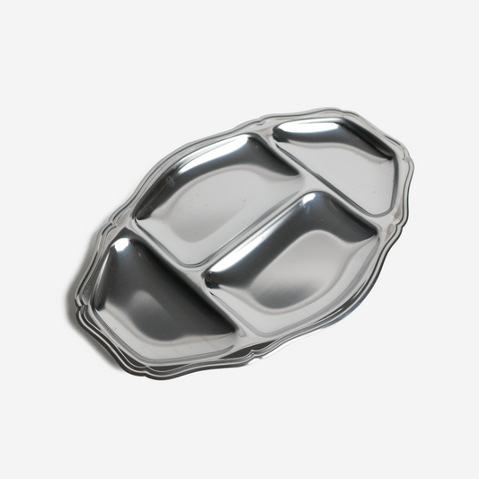 Serving tray - four compartment - inox