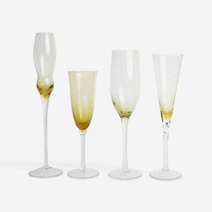 Champagneglazen - mosterdgeel - set van 4