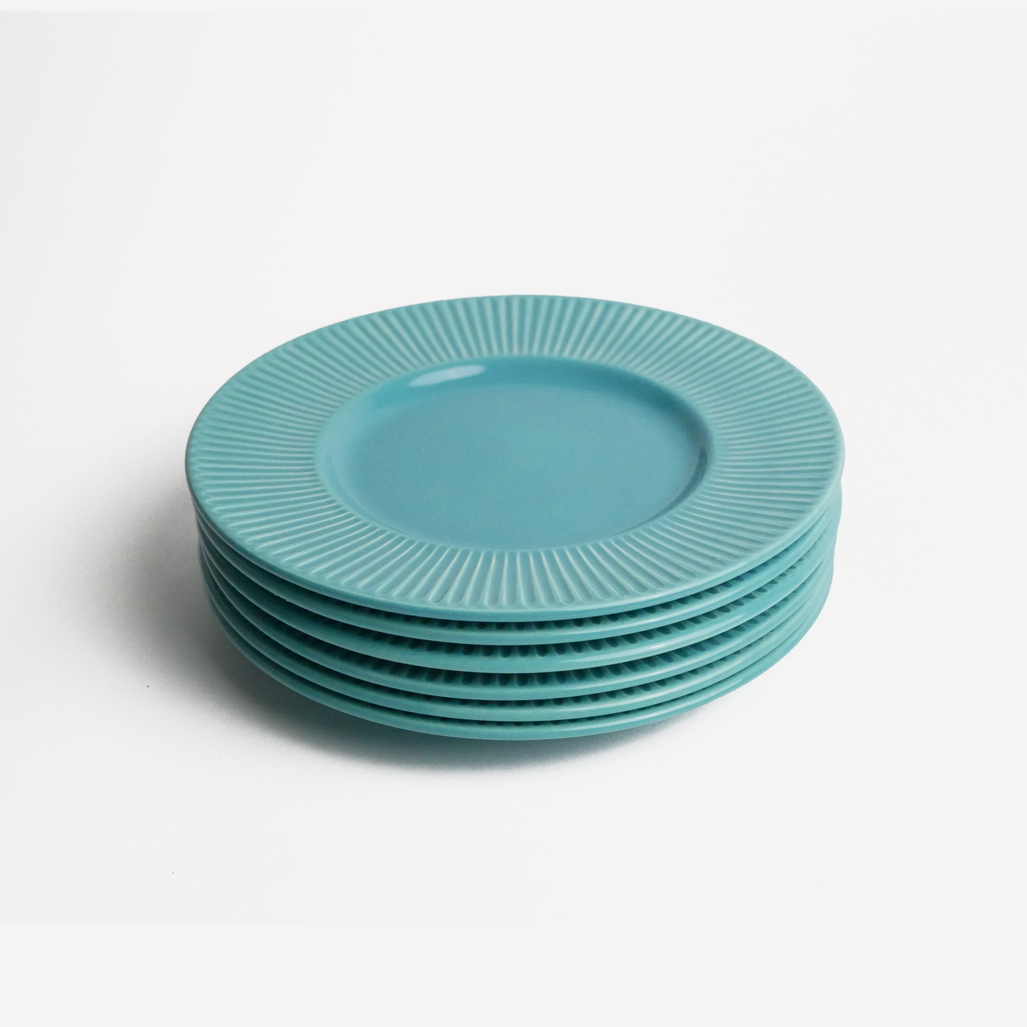 Turquoise ribbed lunch plate