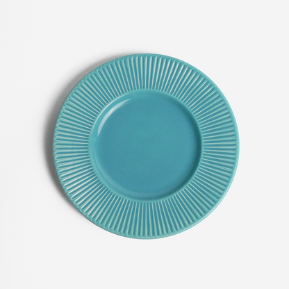 Turquoise ribbed lunch plate