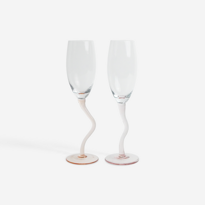 Roze wavy champagne flutes