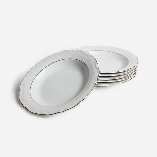 Dinner plates - white gold - set of 6