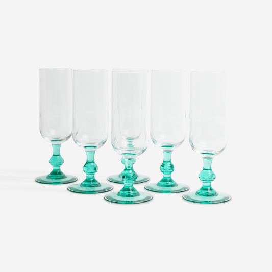 Mint stem champagne glasses