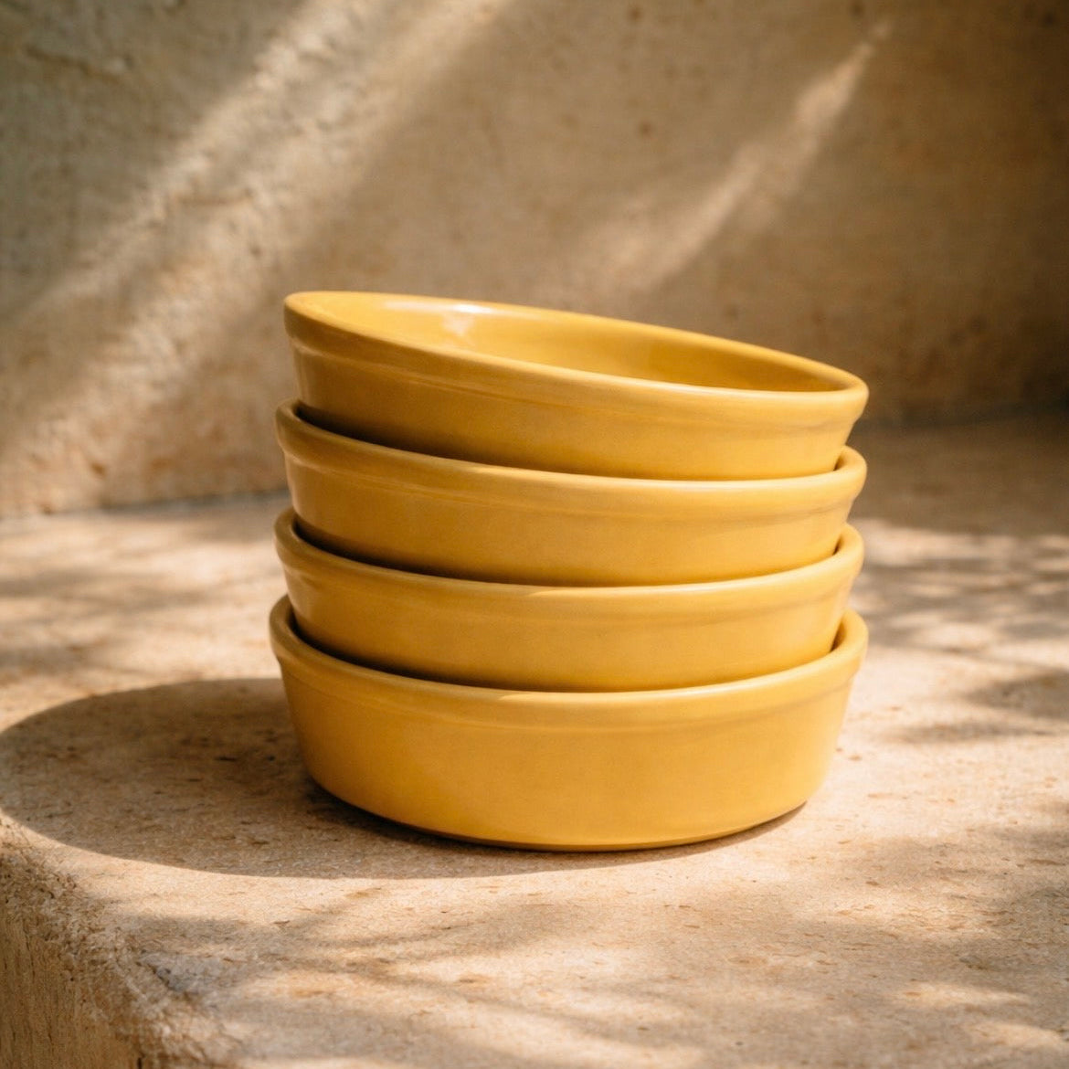 Yellow earthenware bowl