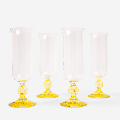 Champagne flutes - yellow - set of 4