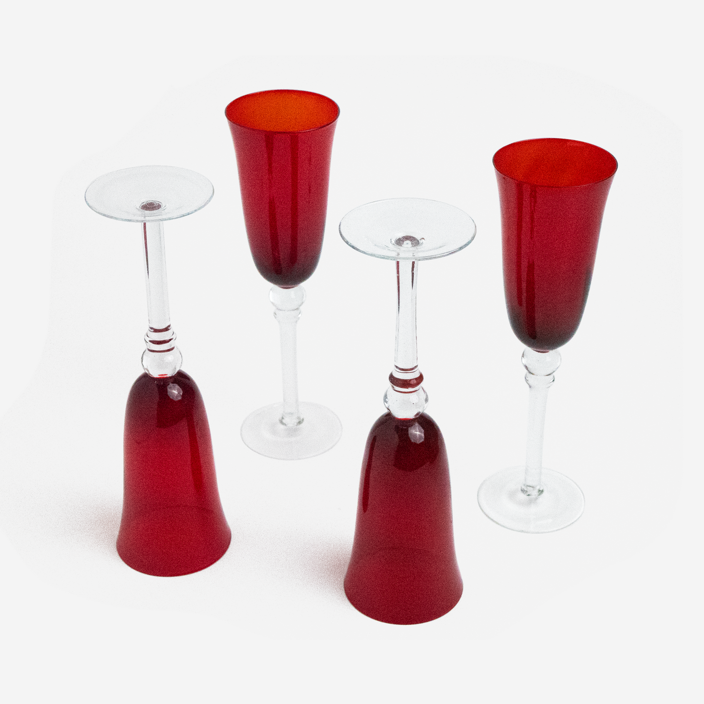 Champagneglazen - Rood - Set van 4