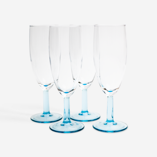 Champagne glasses - light blue - set of 4