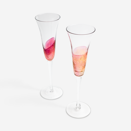 Champagne glasses - red and orange - set of 2