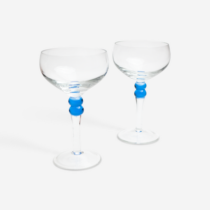 Champagne coupes - blauw - set van 2