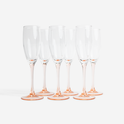Champagne glasses - pink - set of 6