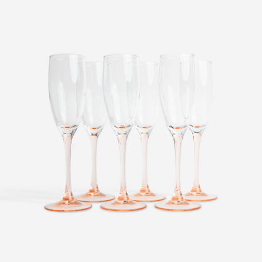 Champagne glasses - pink - set of 6