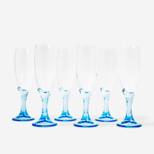 Champagne flutes - light blue - set of 6